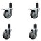 Service Caster 4'' SS Thermoplastic Rubber Swivel 1-5/8'' Expanding Stem Caster Set 2 Total Lock Brakes, 4PK SCC-SSEXTTL20S414-TPRB-2-S-2-158 - alternate 1